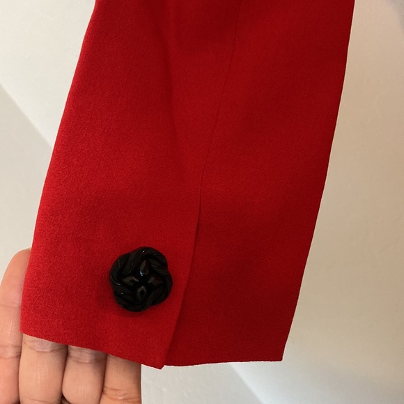 Vintage Sandra Pabst Red Dress with Real Fur - Picture 3 of 8